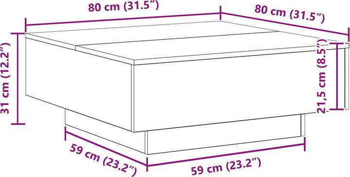 Immagine prodotto vidaXL Tavolino da caffè (80 x 80 x 31 cm)