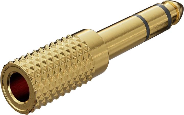 Productafbeelding Goobay Hoofdtelefoon adapter, AUX jack 6.35 mm naar 3.5 mm, gouden versie (Jack adapter)