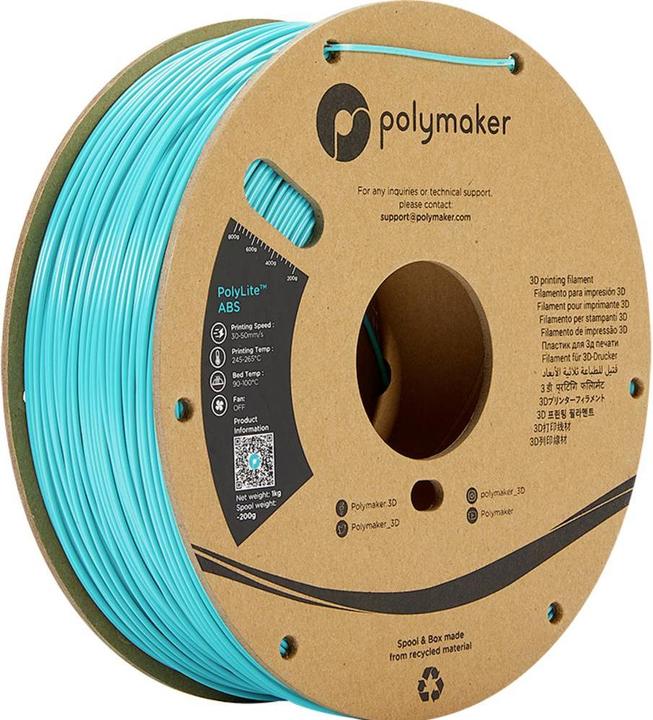 Produktbild Polymaker PolyLite ABS - Teal - 1.75mm (ABS, 1.75 mm, 1000 g, Türkis)