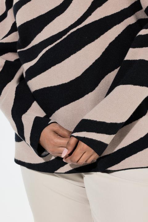 Produktbild Ulla Popken Pullover, Wellen, Stehkragen Langarm (54, 56)