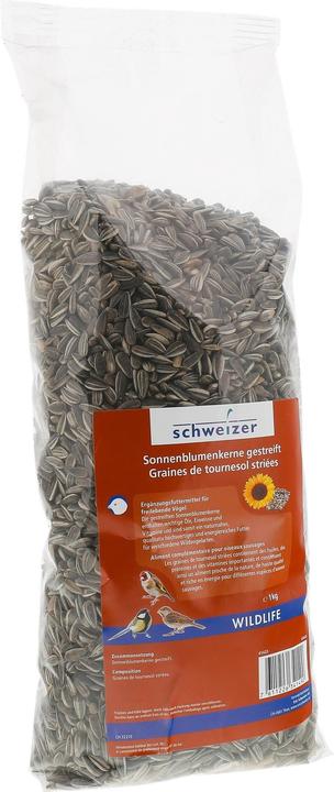 Actual product image Schweizer Eric Winter Bird Food Sunflower Seeds Striped, 1 kg (1 x, 1.01 kg)