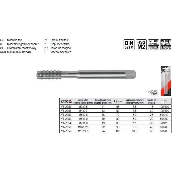Yato, Gewindeschneider + Gewindebohrer, YT-2956
