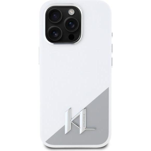 Thumbnail - Karl Lagerfeld KLHMP16LSCMKMPCH iPhone 16 Pro 6.3" biały/white hardcase Silicone Shadow Metal Initia (Apple iPhone 16 Pr...