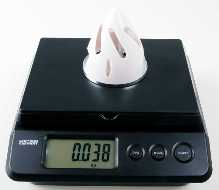 Actual product image Kuza spinner plastic 3" 75mm red with aluminium base plate