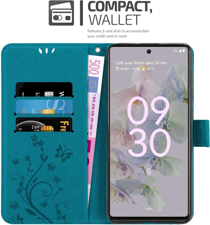 Produktbild Cadorabo Hülle für Google PIXEL 6A mit Blumen Muster (Google Pixel 6a)