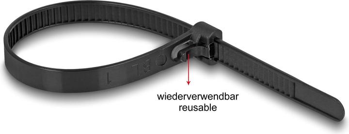 Immagine prodotto Delock Fascette riutilizzabili resistenti al calore L 200 x L 7,5 mm 100 pezzi nero (Fascette in plastica, 200 mm, 100 pz.)