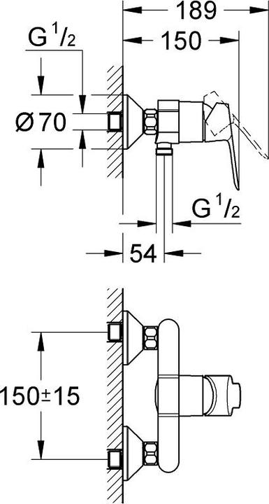 Produktbild Grohe Einhand-Brausebatterie BAUEDGE