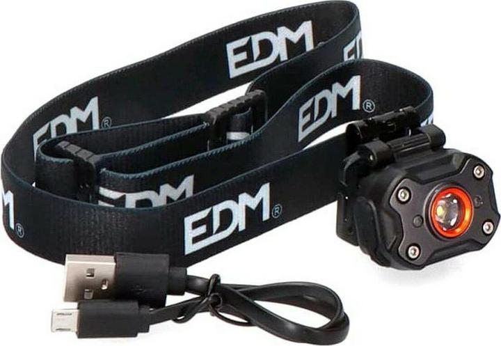 EDM LED-Kopf-Taschenlampe 36417 Schwarz 8 W 400 lm (400 lm)