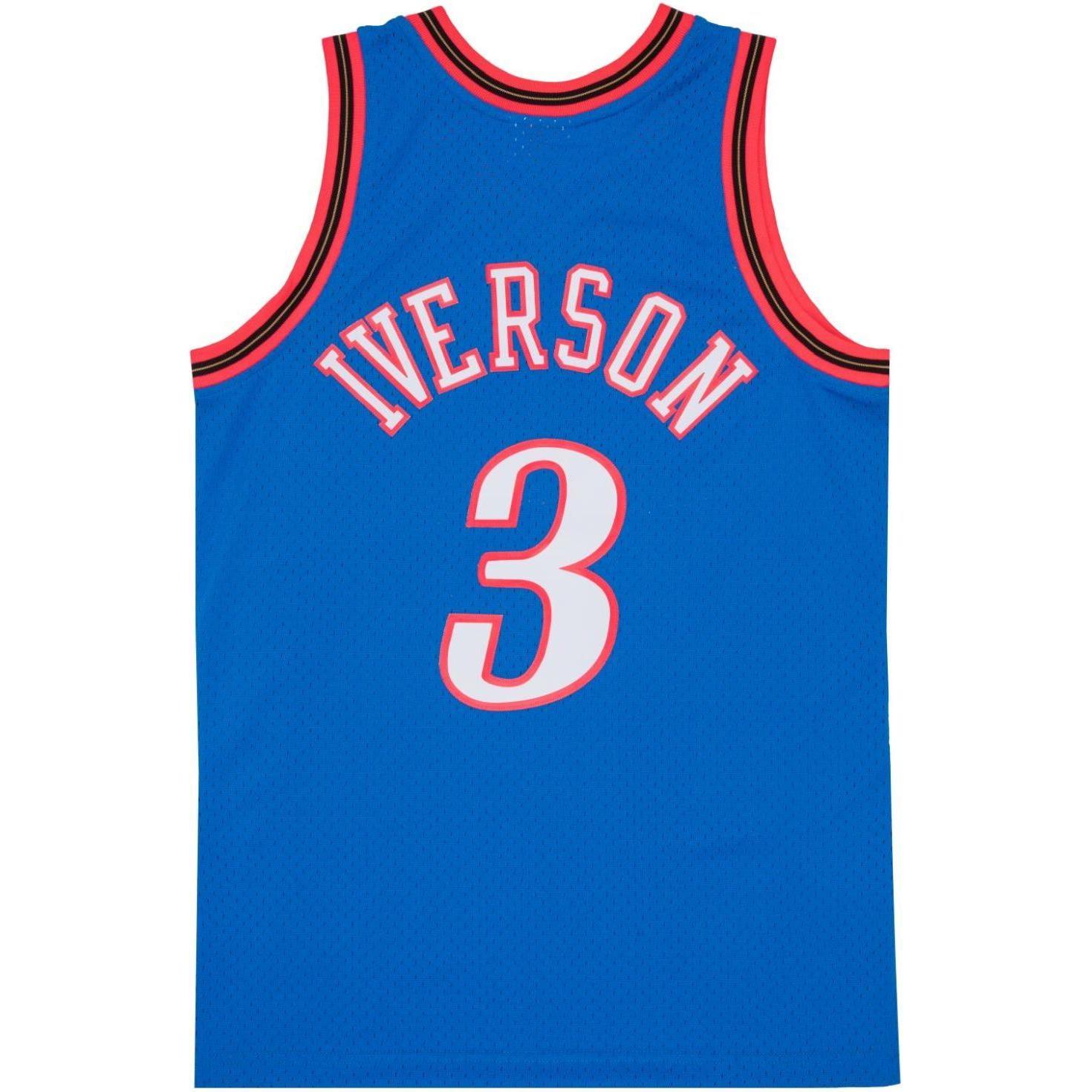 Thumbnail - Mitchell & Ness, Herren, Sportshirt, Swingman Jersey Philadelphia 76ers TROPICAL Iverson - M (M), Blau, M