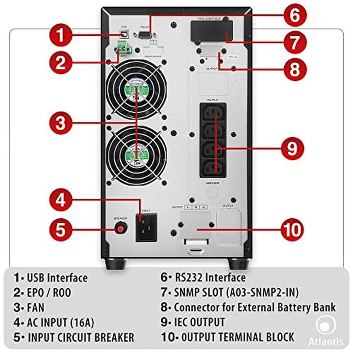 Image du produit Land UPS A03-OP3002P 3000VA/2700W double convers. Smart Batt. interf Double Conversion (sur (3000 VA, 2700 W, Double convertisseur en ligne Onduleur)