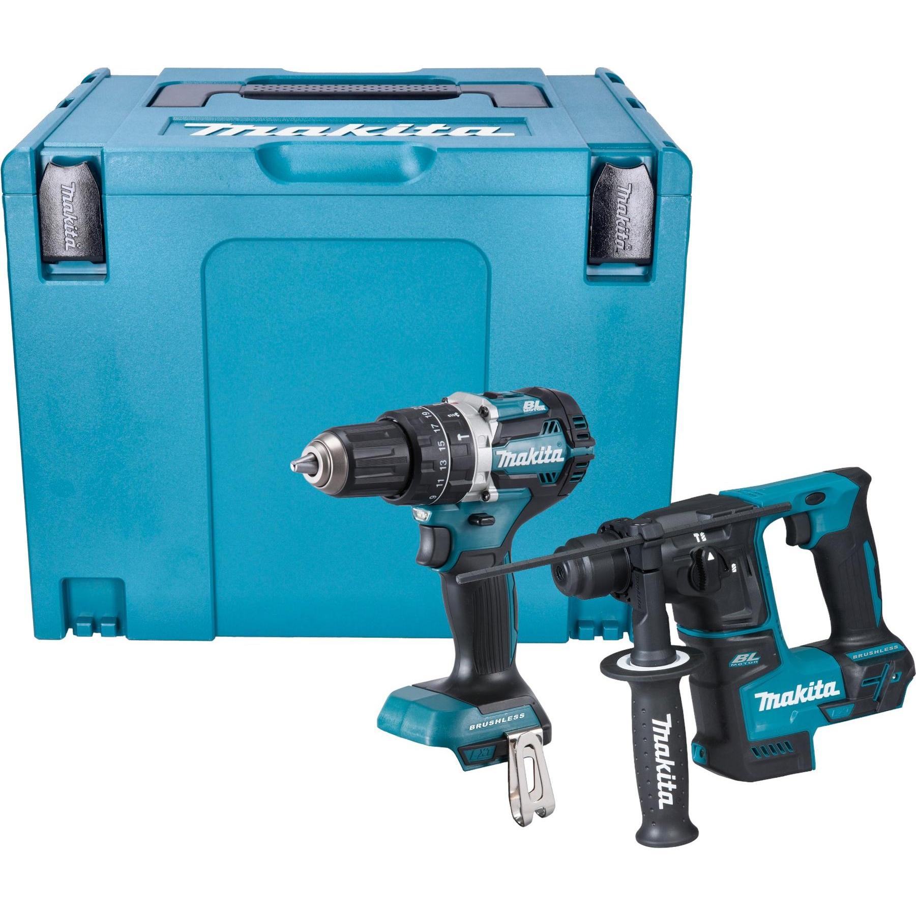 Makita, Bohrmaschine + Akkuschrauber, DLX 2278 ZJ Akku Kombo Kit + DHP 484 Schlagbohrschrauber 54 Nm + DHR 171 Bohrhamme...
