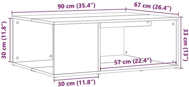 Immagine prodotto vidaXL Couchtisch Artisan-Eiche 90x67x33 cm Holzwerkstoff (90 x 67 x 33 cm)