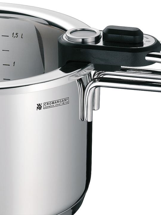 Actual product image WMF Kochtopf Simmertopf 18cm mit Temperaturanzeige Topf 1,5l Edelstahl Induktion (18 cm, Pot, Stainless steel)