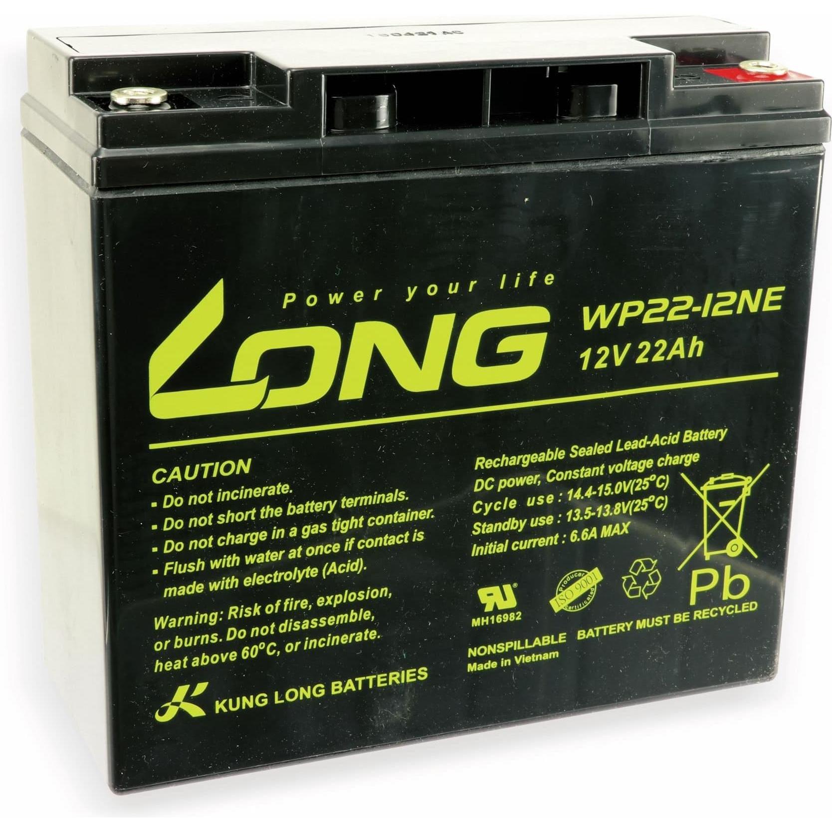 Kung Long, Versorgungsbatterie, Bleiakku, 12V-/22Ah, WP22-12NE (12 V, 22 Ah)