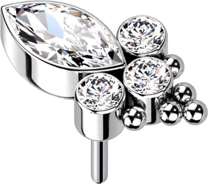 Immagine prodotto Star Piercing Cristallo ovale d'argento e tre cristalli d'argento (senza ottone, Titanio)