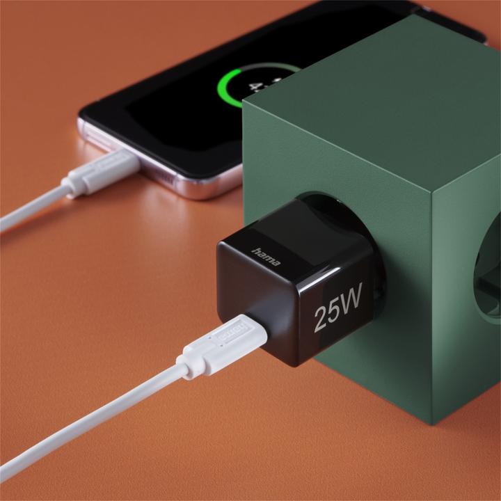 Image du produit Hama Mini-chargeur, Power Delivery (PD)/Qualcomm®, 25 watts, noir (25 W, 1 portion)