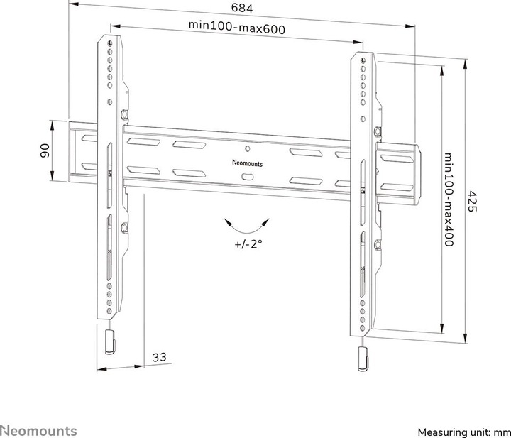 Produktbild Neomounts Wandhalterung WL30S-850BL16 Schwarz (Wand, 82", 60 kg)