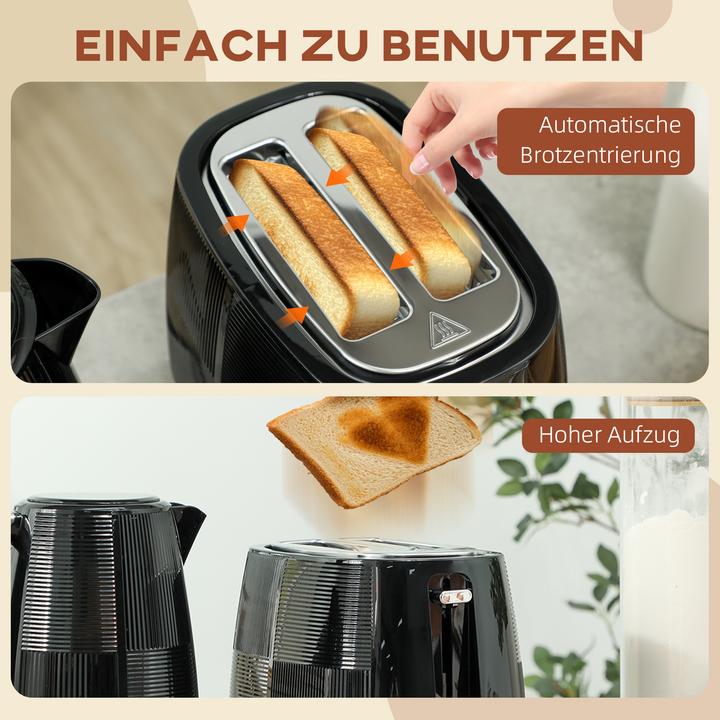Produktbild Homcom Kocher-Toaster-Set Kunststoff, Stahl Schwarz (1.70 l)