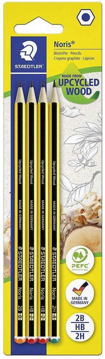Produktbild Staedtler Noris 120 Bleistift Blisterkarte mit 4 Bleistiften in sortierten Härtegraden (7 mm, H, 2B, HB, 4 x)
