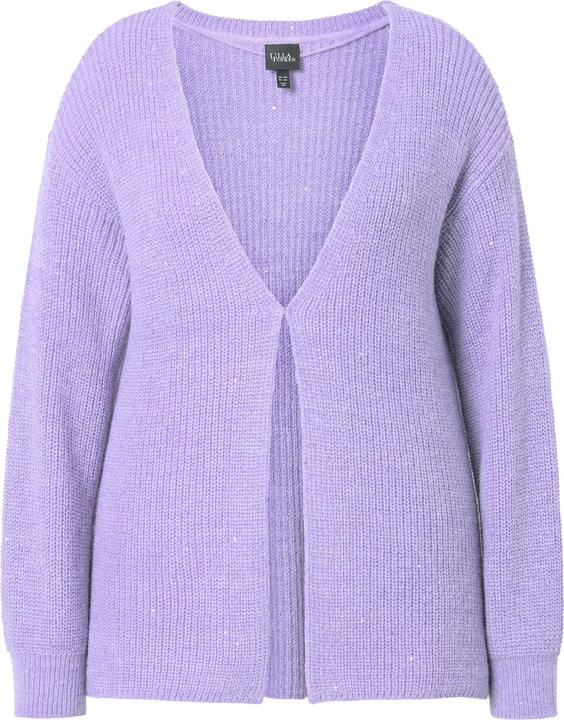 Immagine prodotto Ulla Popken Cardigan dal taglio oversize in maglia a coste con scollo a V e paillettes (54)