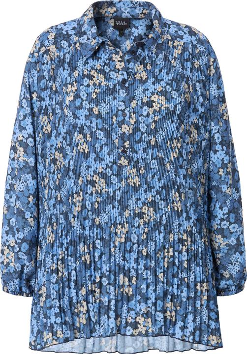 Actual product image Ulla Popken Pleated Floral Print Long Sleeve Tunic Blouse (54)