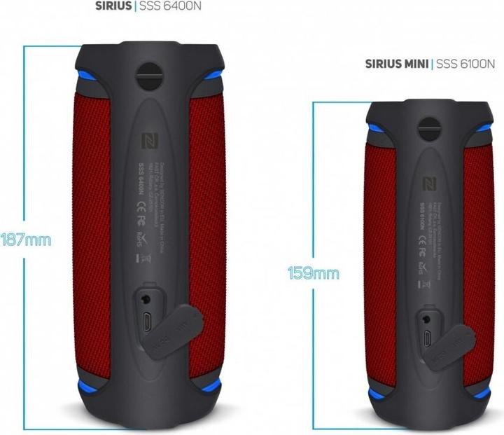 Actual product image Sencor Garsiakalbis Bluetooth SSS 6400 Sirius 30W, TWS, NFC, IPX6 Raudona (Battery operated)