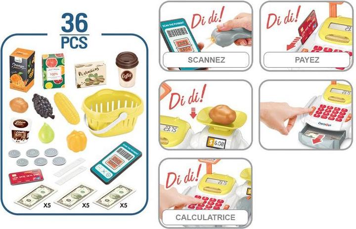 Produktbild VR Shinecon Registrierkasse mit Scanner und Zubehör - 36 teiliges Set