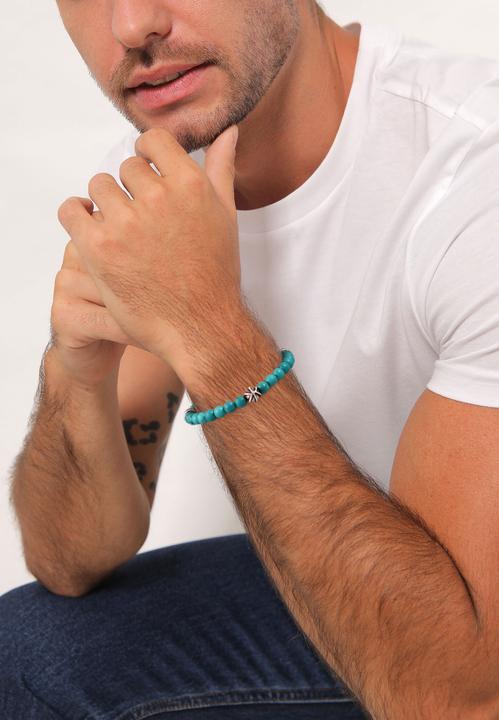 Produktbild Kuzzoi Armband Herren Perlenarmband Howlith Türkis 925er Silber (23 cm, Plastik, Howlith, 925er Sterling Silber)