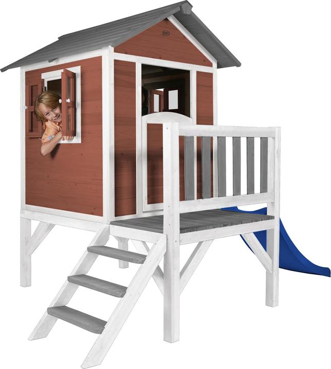 Axi Casetta da gioco Lodge XL Rosso Scandinavo - Scivolo Blu