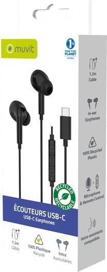 Immagine prodotto Muvit Ecouteurs Intra USB-C Plastique Recycle Noir (Cablato)