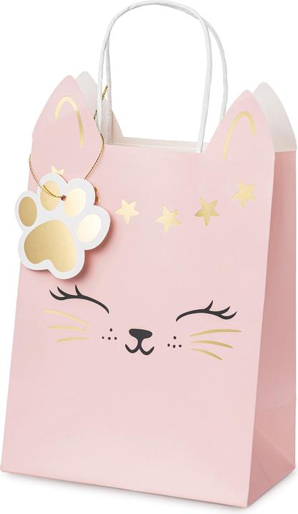 Actual product image Partydeco Gift bag cat, 1 piece, light pink (1x)