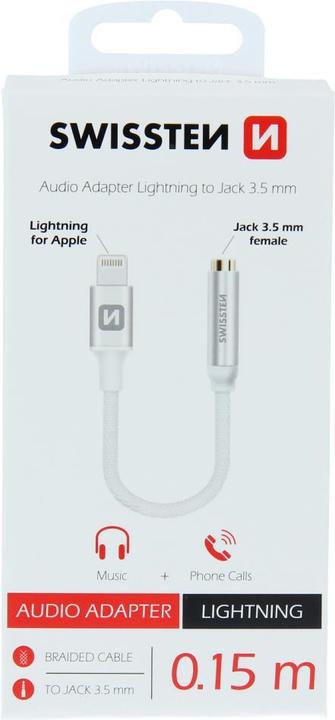 Productafbeelding Swissten Lightning / 3.5mm Audio Adapter (3,5 mm aansluiting, Bliksem)