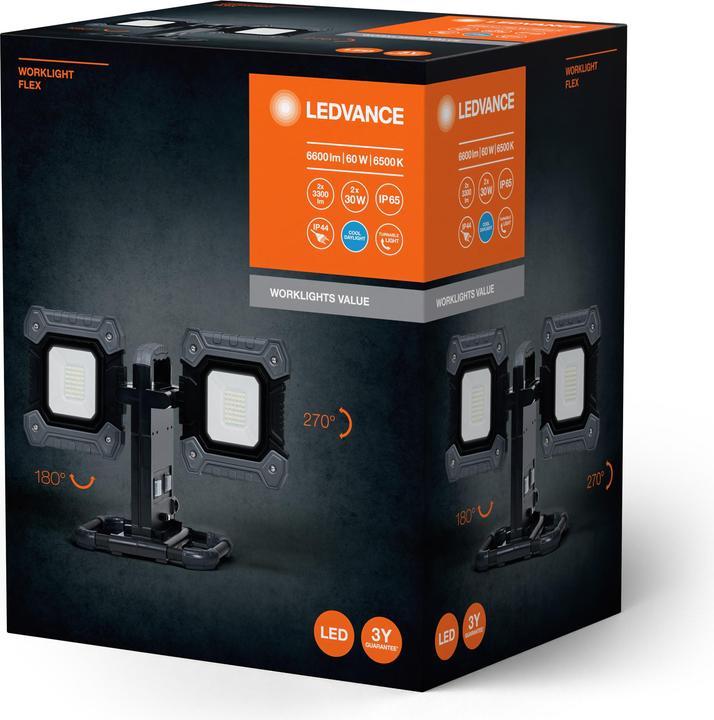 Actual product image Ledvance OSRAM LED Aussen-Strahler WORKLIGHT VALUE FLEX 2x30W 865 Kaltweiss 4099854430572 (6600 lm)