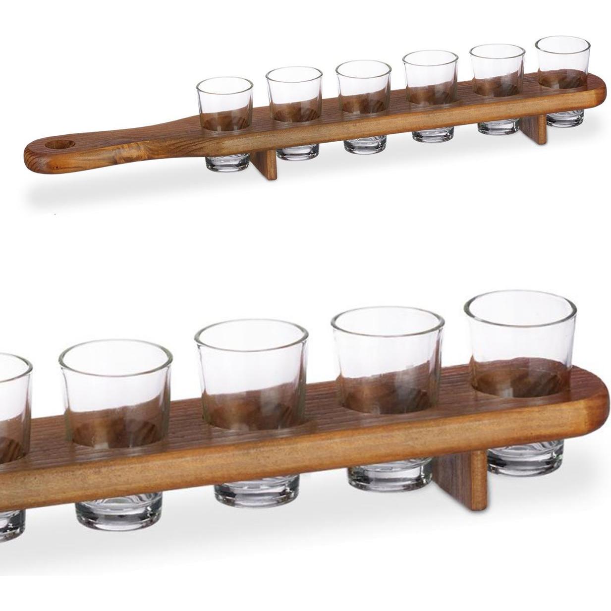 Thumbnail - Relaxdays Schnapsbrett, Cocktailgläser, Braun