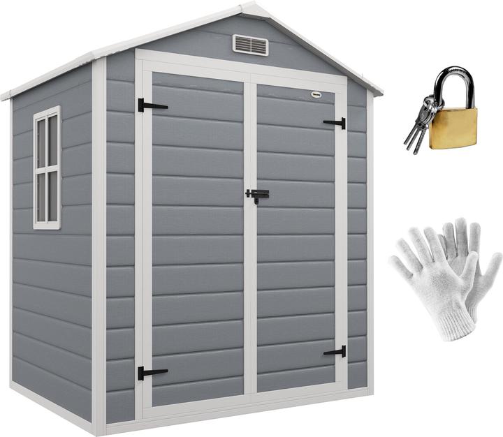 Outsunny Gartenschuppen Aluminiumlegierung, Kunststoff Grau