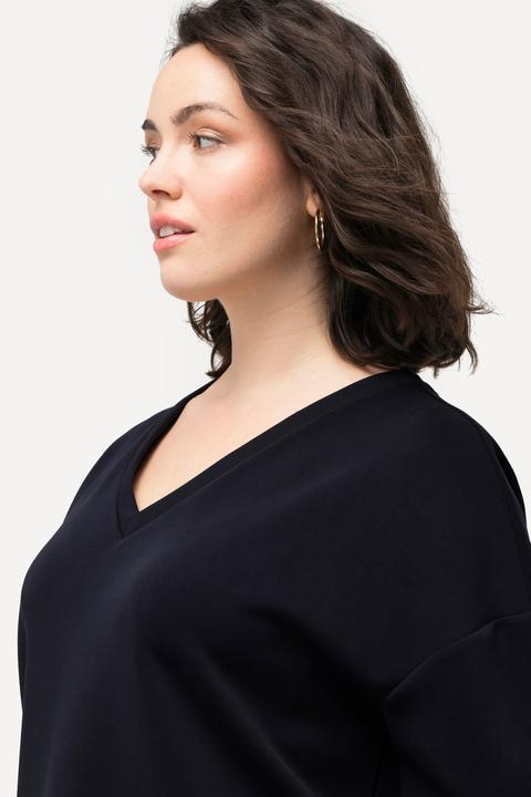 Produktbild Ulla Popken Soft-Sweatshirt, Oversized, V-Ausschnitt, Halbarm (62)