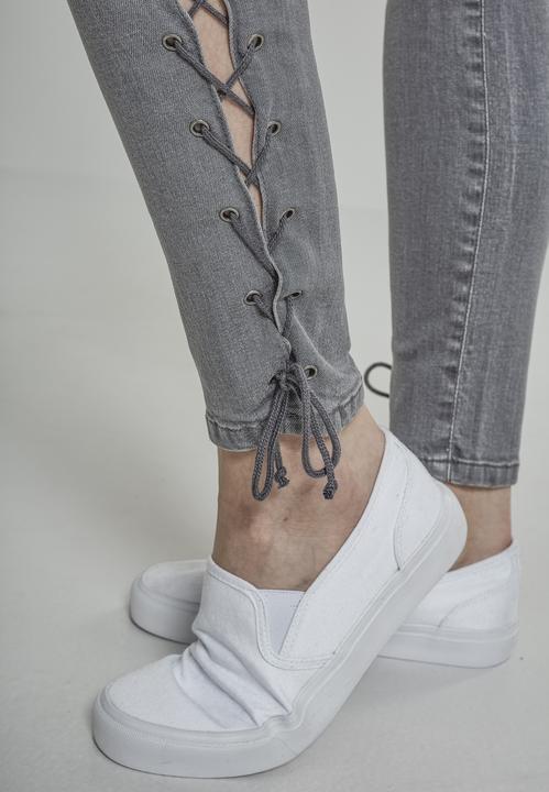 Actual product image Urban Classics Ladies Denim Lace Up Skinny Pants (28)