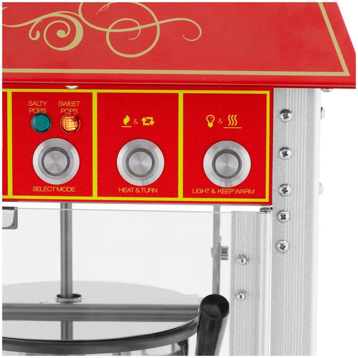 Produktbild Royal Catering Popcornmaschine mit Wagen Retro-Design 150 / 180 °C rot Popcornmaker Popcorn-Automat