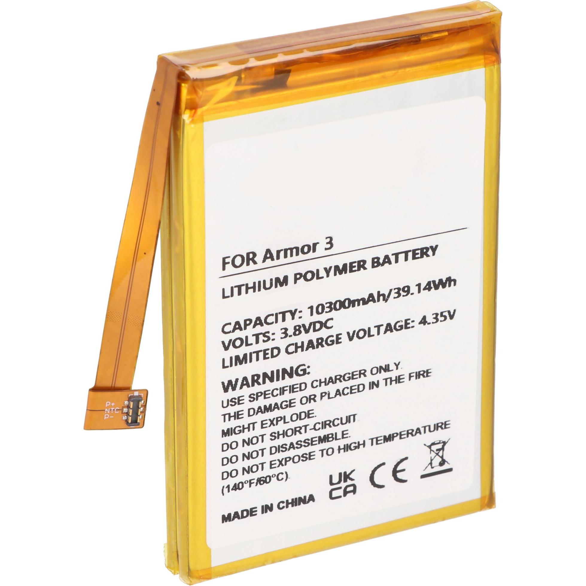 AccuCell Li-Polymer-Akku 10300mAh 3.8V für Ulefone Armor 3 Handy, Smartphone Akku
