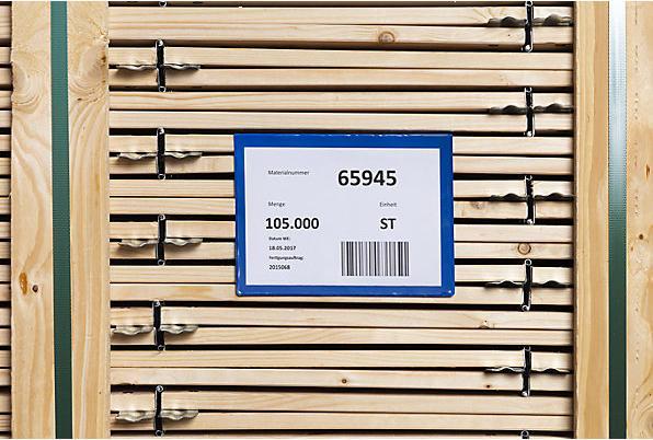 Actual product image Valdemar Krog Identification pocket, for stacked cardboard boxes, pack of 50, A5. (A5, 50 Piece)