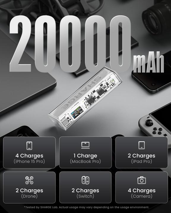 Actual product image Sharge 140 SIL-GRY (20000 mAh, 140 W, 74 Wh)