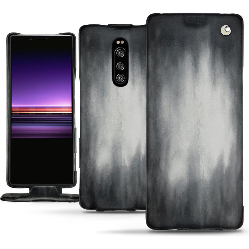 Noreve Lederschutzhülle vertikal (Sony Xperia 1), Smartphone Hülle, Grau