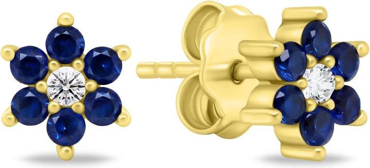 Image du produit Brilio Argent - Charmantes boucles d'oreilles plaquées or avec zircons bleus EA846YB