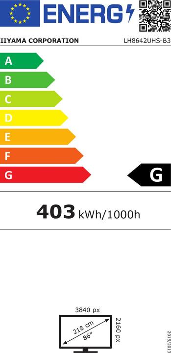 Energie-Label iiyama LH8642UHS-B3 (3840 x 2160 Pixel, 85.70")