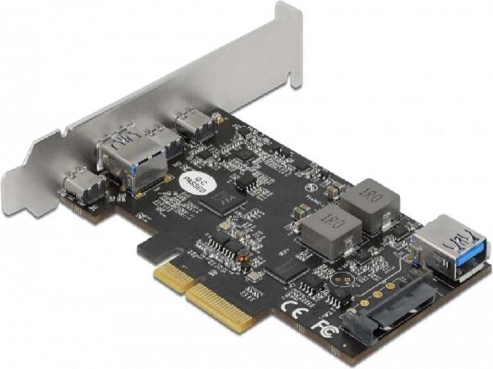Actual product image Delock PCI Express x4 card to 3 x USB Type-C™ + 2 x USB Type-A