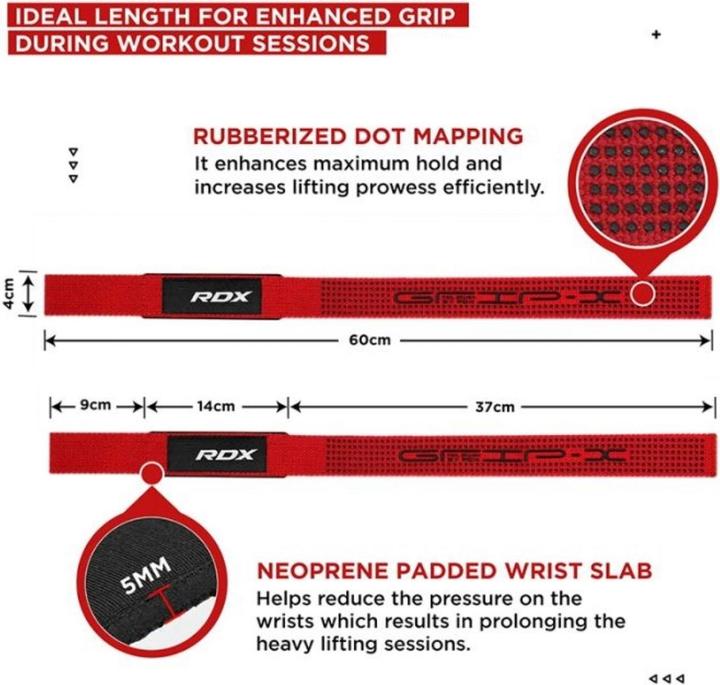 Immagine prodotto Rdx Gym Cotton Gel Strap Red Plus (Taglia unica)