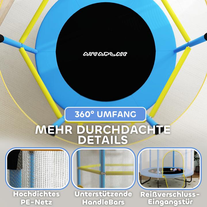 Image du produit Aiyaplay Kinder Trampolin Stahl, Kunststoff Blau+Gelb (140 cm)