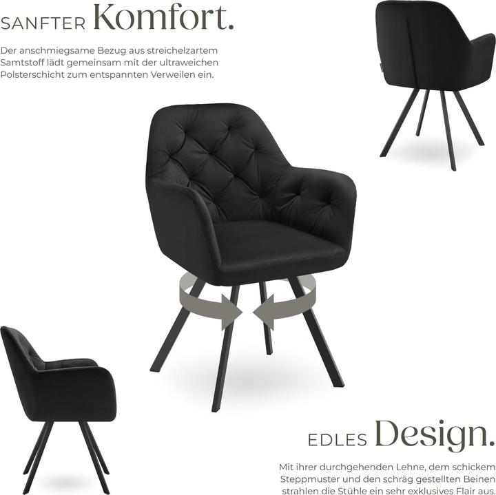 Actual product image tectake Rotatable velvet armchair Lucia, upholstered