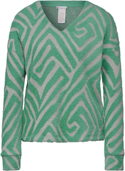 Street One Sunlit Green V-Neck Shirt with Graphic Pattern (34)