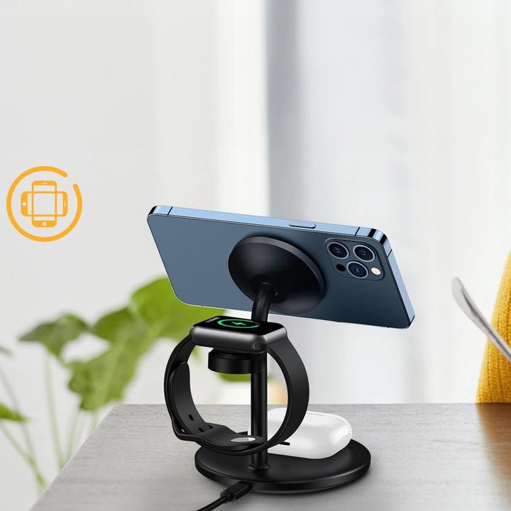 Image du produit Choetech Chargeur sans fil avec support 3en1 (noir) (15 W)